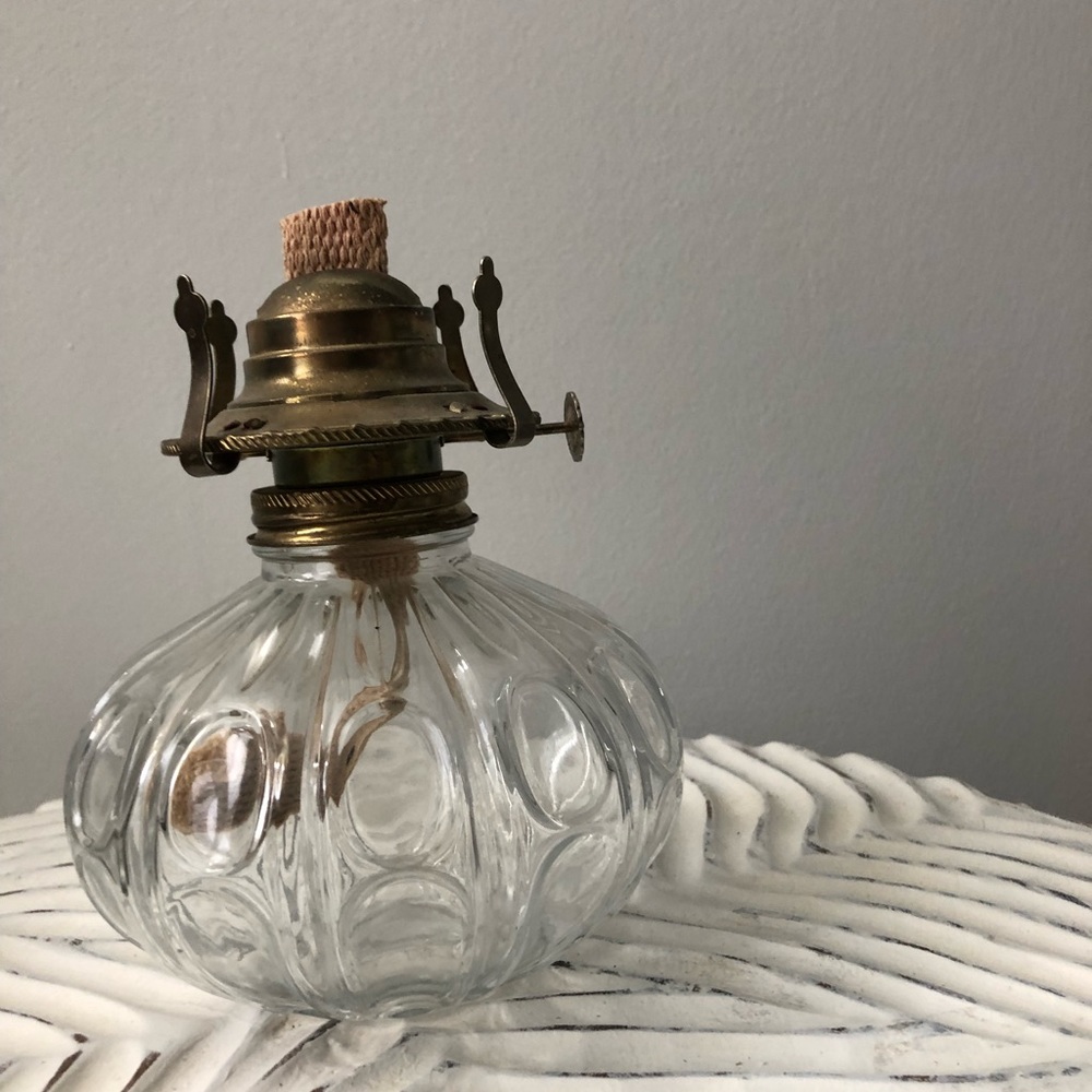 Lamplight Farms Vintage Oil Lamp Clear Glass with Thumbprint Pattern